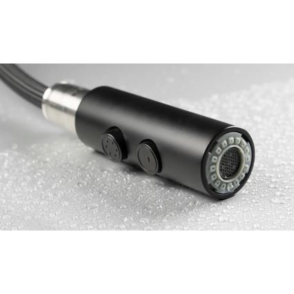 Deante BQO_N72M - Tvättställsblandare med utdragbar spruta OLFATO svart