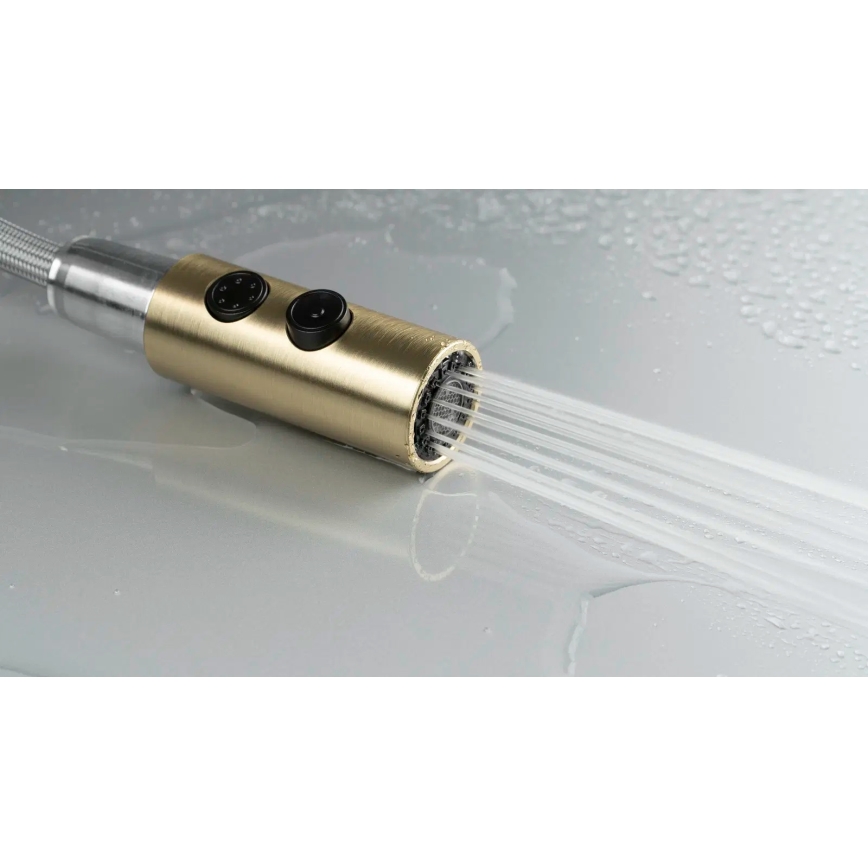 Deante BQO_R72M - Tvättställsblandare med utdragbar spruta OLFATO borstad guld