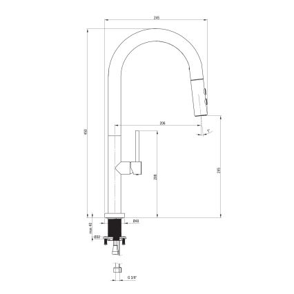 Deante BQO_R72M - Tvättställsblandare med utdragbar spruta OLFATO borstad guld