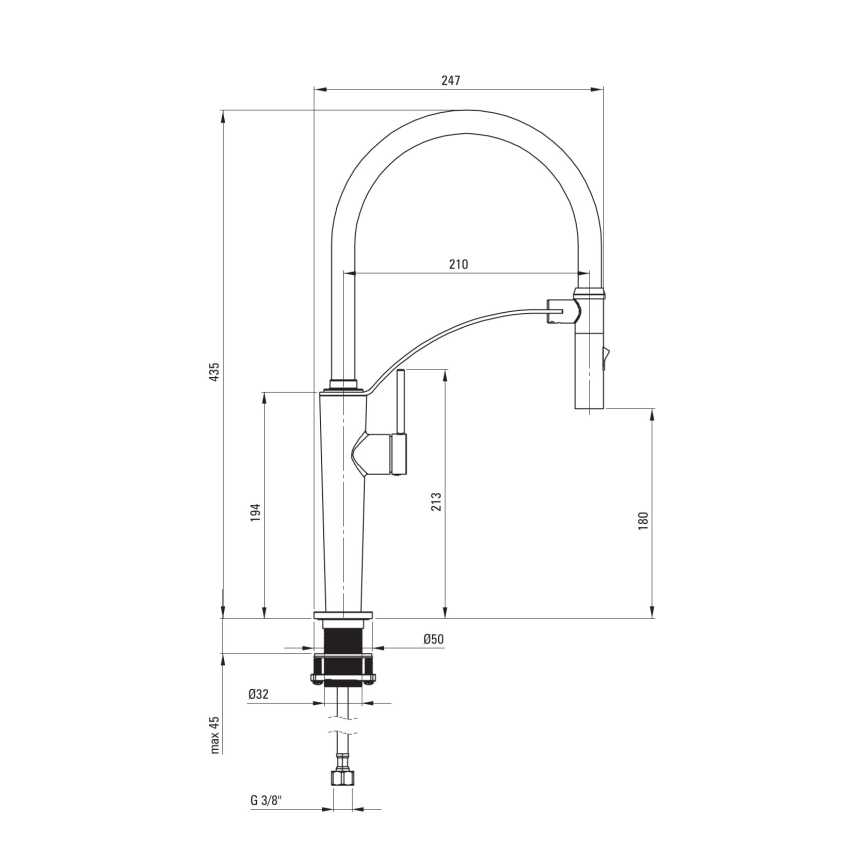 Deante BRC_D72M - Vaskkran med flexibel arm CORDA titan