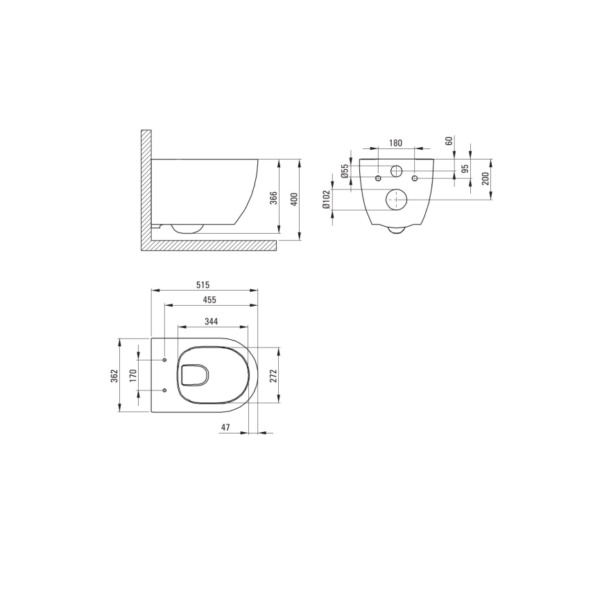 Deante CGRD6ZPW - Vägghängd WC med SoftClose-sits ROUND keramik/vit