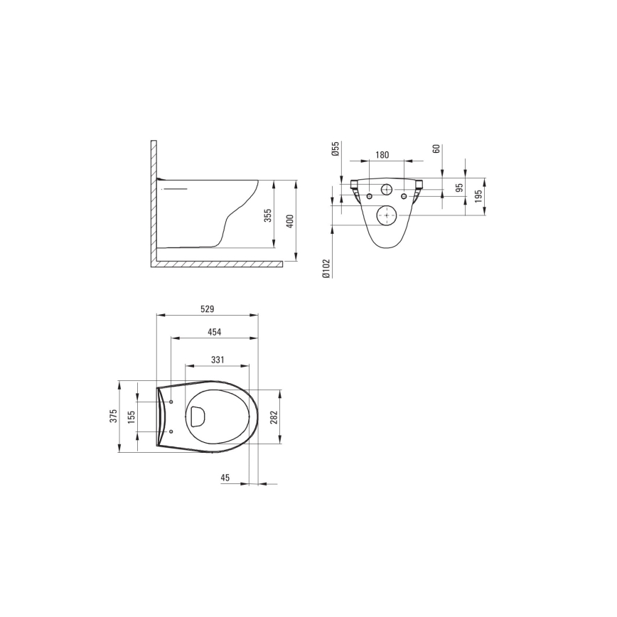 Deante CMOD6SPW - Vägghängt WC med SoftClose-sits BORO, keramik/vit