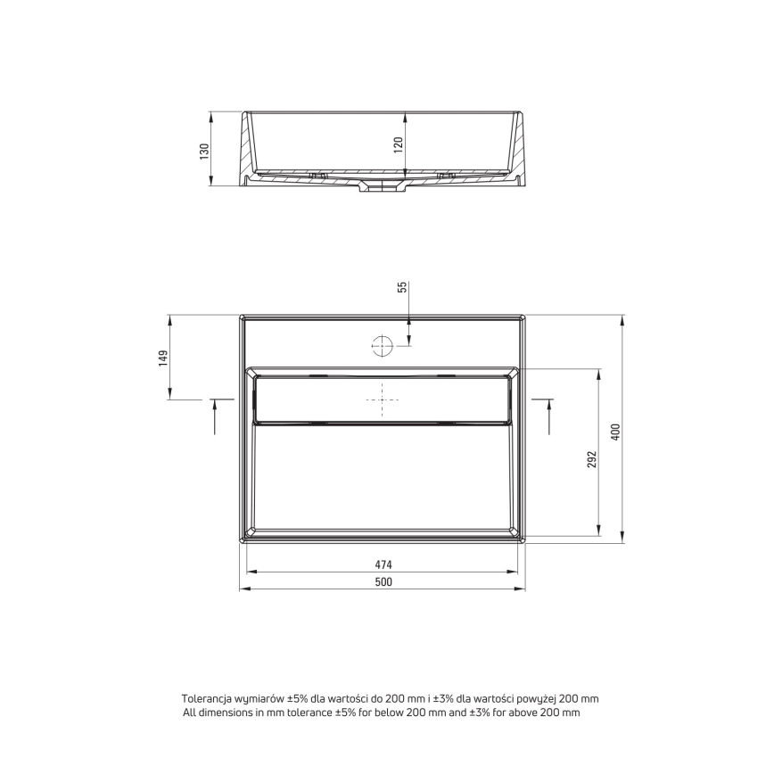 Deante CQR_NU5M - Bänkskiva tvättställ CORREO 40x50 cm granit/svart