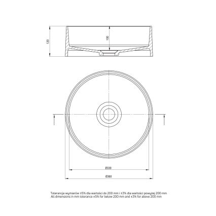 Deante CQS_5U4S - SILIA bänkskiva tvättställ Ø 36 cm granit/beige