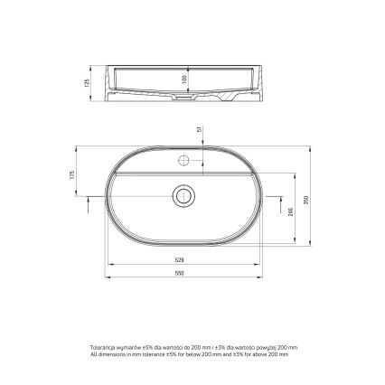 Deante CQS_5U6B - Bänkskiva med tvättställ och hål för blandare SILIA 35x55 cm granit/beige