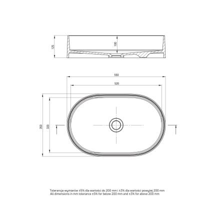 Deante CQS_5U6S - SILIA bänkskiva tvättställ 35x55 cm granit/beige