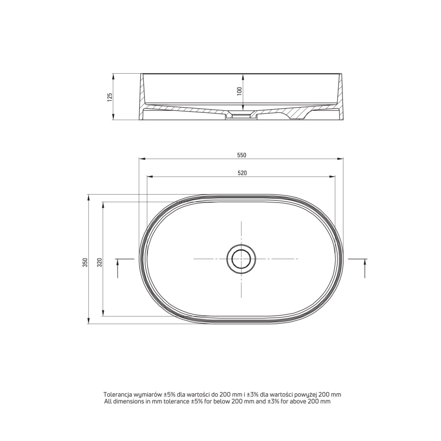Deante CQS_5U6S - SILIA bänkskiva tvättställ 35x55 cm granit/beige