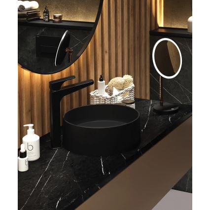 Deante CQS_NU4S - Tvättställ för bänkskiva SILIA Ø 36 cm granit/svart