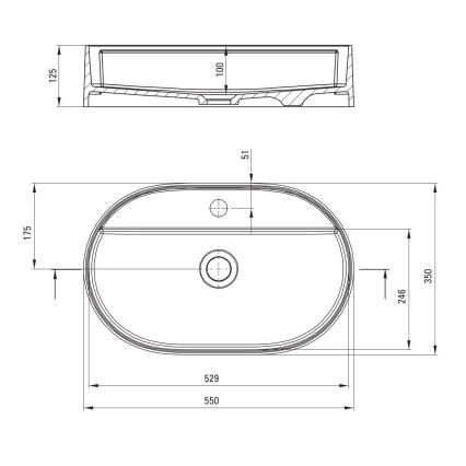Deante CQS_NU6B - Tvättställ för bänkskiva med hål för blandare SILIA 35x55 cm granit/svart