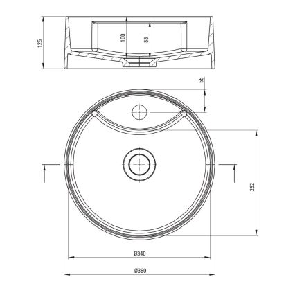 Deante CQS_SU4B - Tvättställ för bänkskiva med hål för blandare SILIA Ø 36 cm granit/metallicgrå