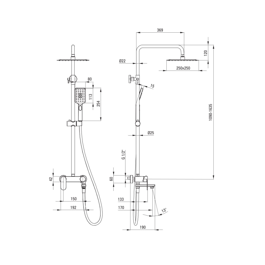 Deante NAC_01AM - Duschset med ALPINIA-blandare i blank krom