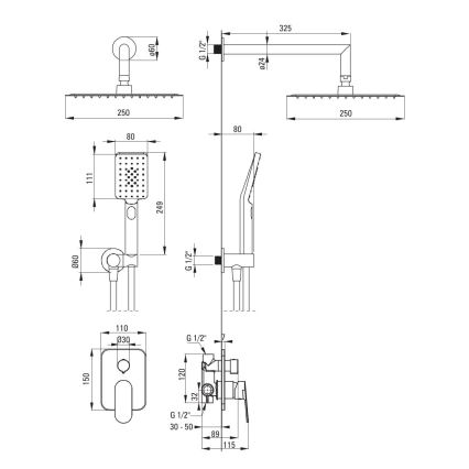 Deante NAC_N9LP - Duschset med infälld blandare ALPINIA svart