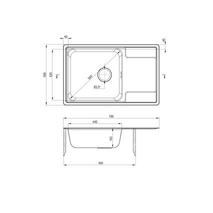 Deante ZEO_011C - Diskho för kök SOUL 50x79 cm satin
