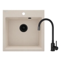 Deante ZQJN5103 - Diskho för kök EVORA 50x50 cm + kran för diskho med flexibel arm granit/beige