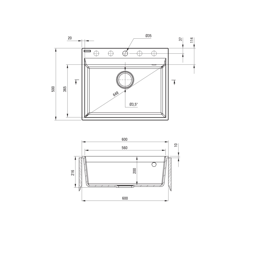 Deante ZRC_210A - Köksdiskho CORIO 50x60 cm granit/grafit