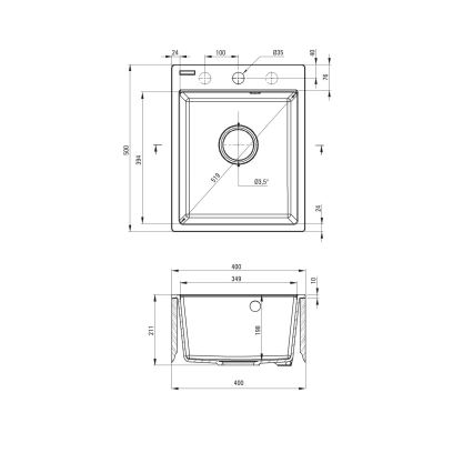 Deante ZRC_S103 - Köksdiskho CORIO 50x40 cm granit/metallisk grå