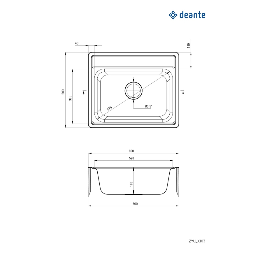 Deante ZYU_0103 - Köksho SOUL 50x60 cm satin