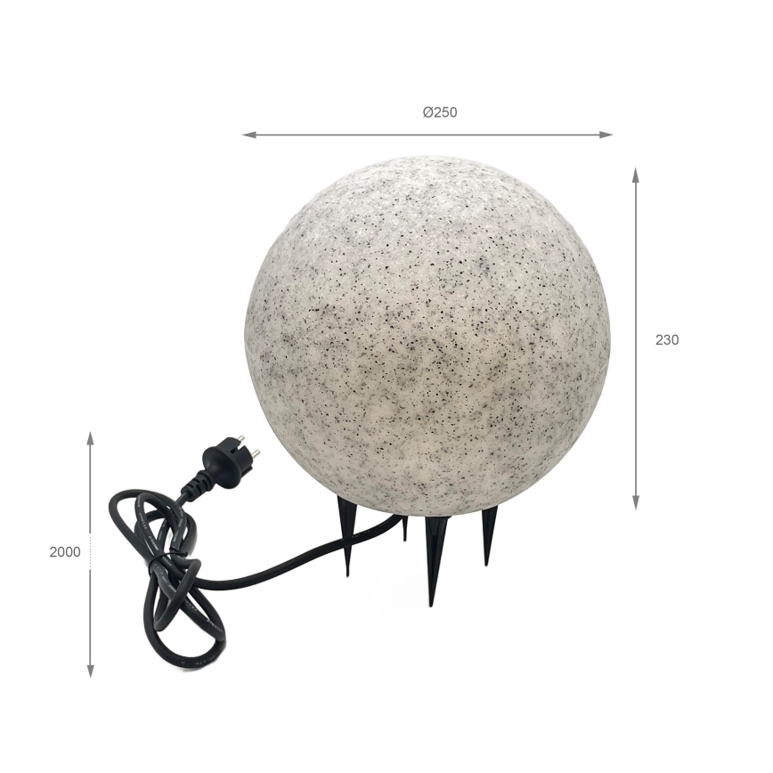 Dekorationsarmatur för utomhusbruk LUMISTONE, 1xE27/15W/230V, IP65, Ø 25 cm