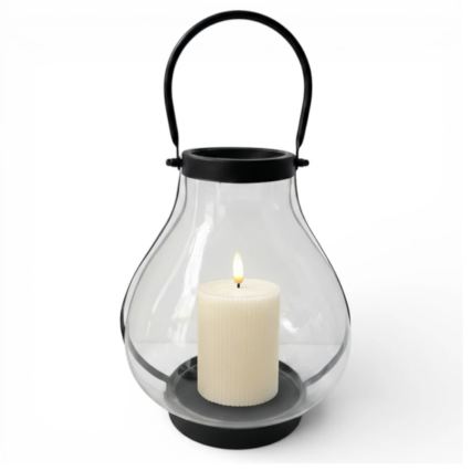 Dekorationslykta GLASSY 25 cm svart