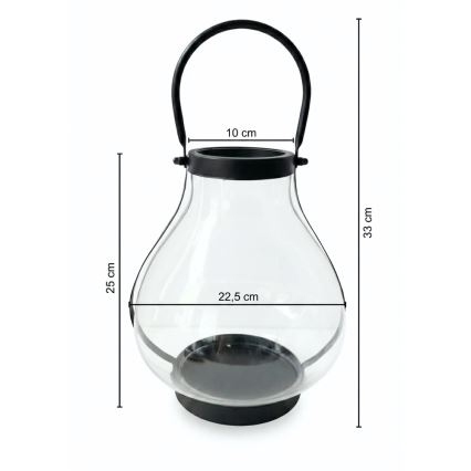 Dekorationslykta GLASSY 25 cm svart