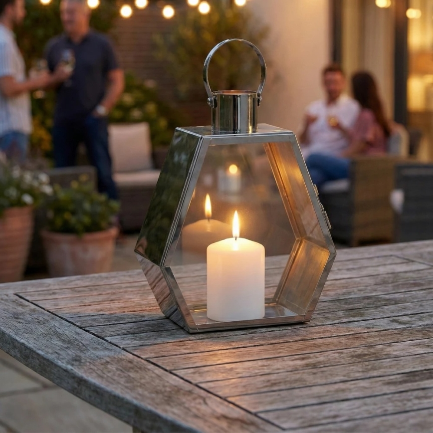 Dekorationslykta PALACE 34 cm, polerad krom