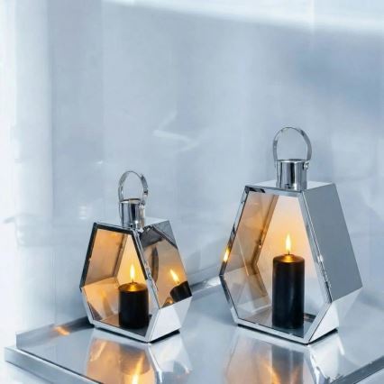 Dekorationslykta PALACE 34 cm, polerad krom