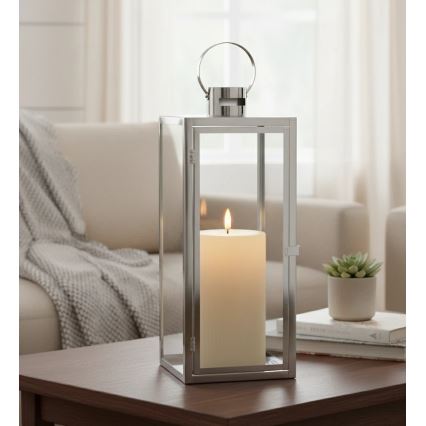 Dekorationslykta TOWER 29 cm, polerad krom