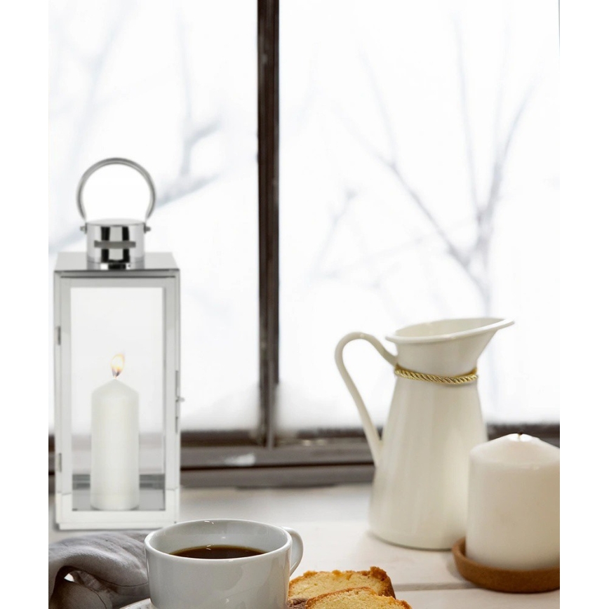 Dekorationslykta TOWER 29 cm, polerad krom