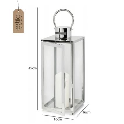 Dekorationslykta TOWER 49 cm, blank krom
