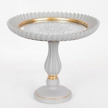 Dekorativ bricka Ø 23,5 cm, grå/guldig