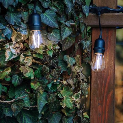 Dekorativ LED-ljusslinga för utomhusbruk 5×E27/1W/230V, 5,94 m, IP44, svart