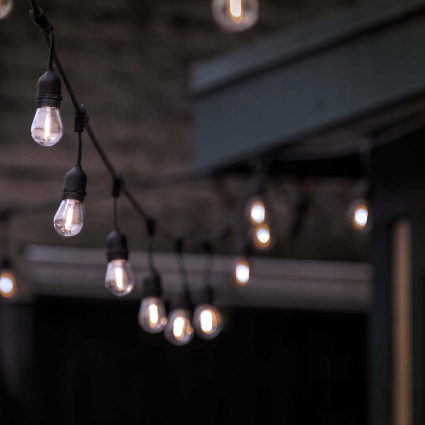 Dekorativ LED-ljusslinga för utomhusbruk 5×E27/1W/230V, 5,94 m, IP44, svart