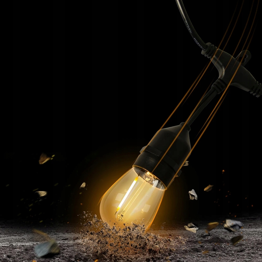 Dekorativ LED-ljusslinga för utomhusbruk 5×E27/1W/230V, 5,94 m, IP44, svart