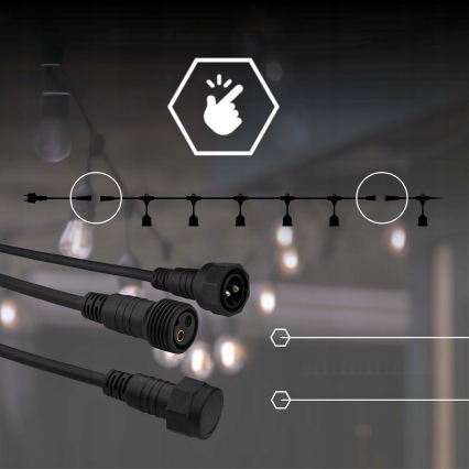 Dekorativ LED-ljusslinga för utomhusbruk 5×E27/1W/230V, 5,94 m, IP44, svart