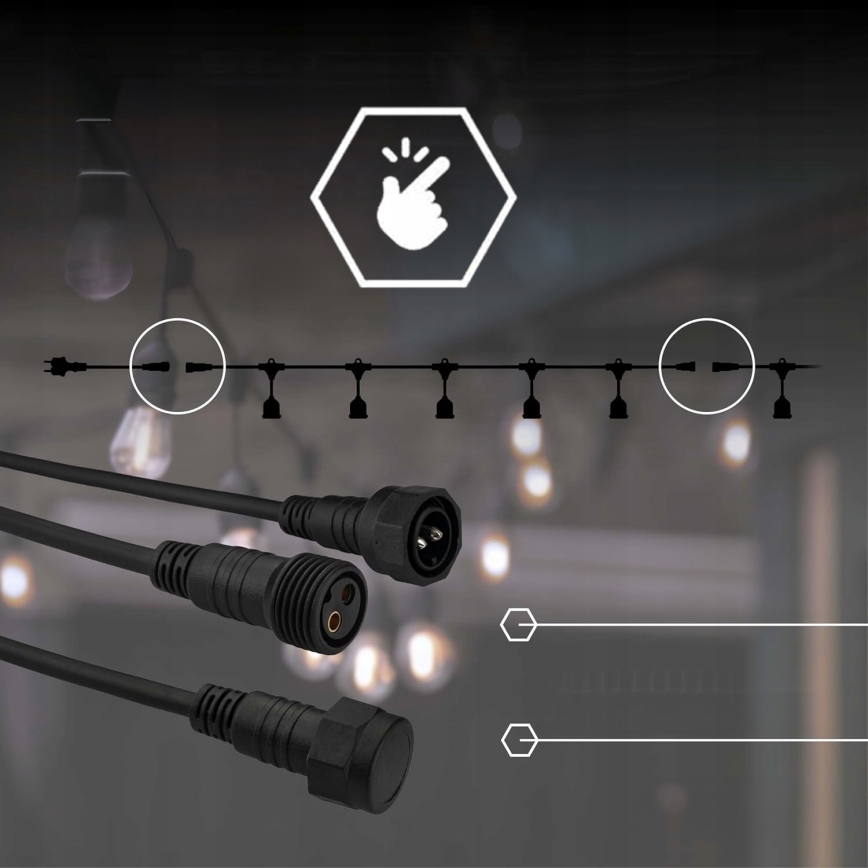 Dekorativ LED-ljusslinga för utomhusbruk 5×E27/1W/230V, 5,94 m, IP44, svart