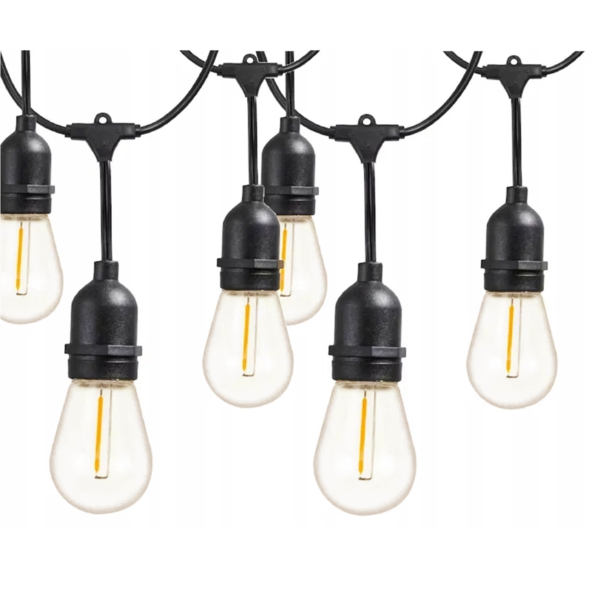 Dekorativ LED-ljusslinga för utomhusbruk 5×E27/1W/230V, 5,94 m, IP44, svart
