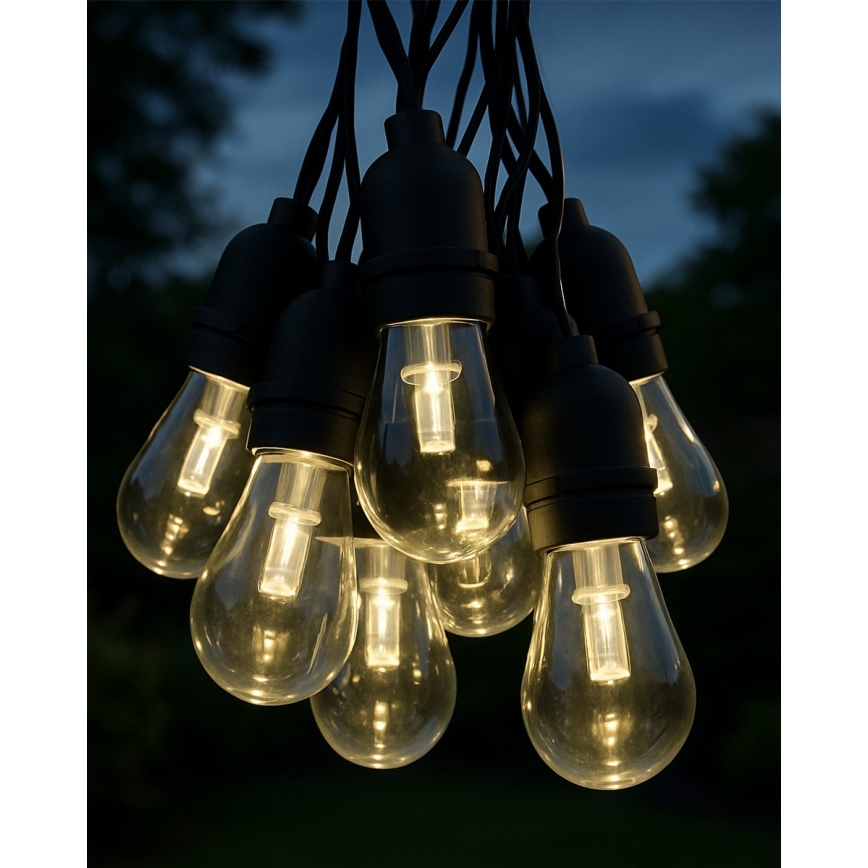 Dekorativ LED-utomhusslinga 10xLED/0,15W/230V 3,8 m IP44 svart