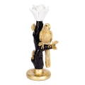 Dekorativ ljusstake i form av en papegoja 13x10x28 cm polyresin/guld/svart