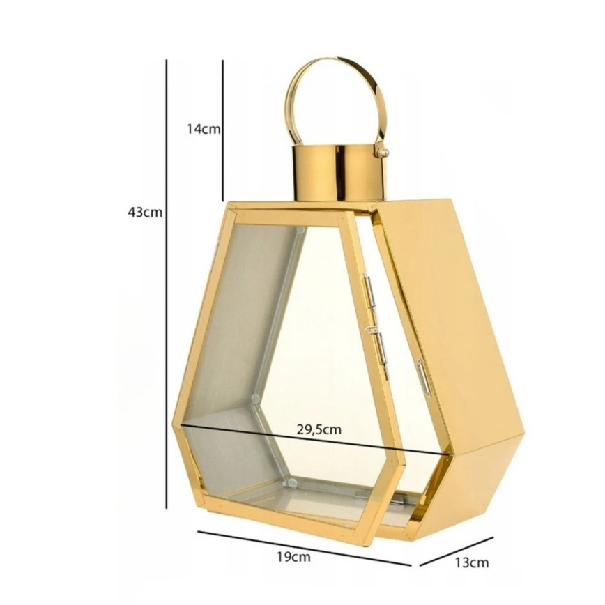 Dekorativ lykta 43 cm, guldfärgad