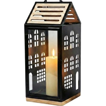 Dekorativ lykta HOME 34,5 cm svart/beige
