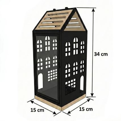 Dekorativ lykta HOME 34,5 cm svart/beige