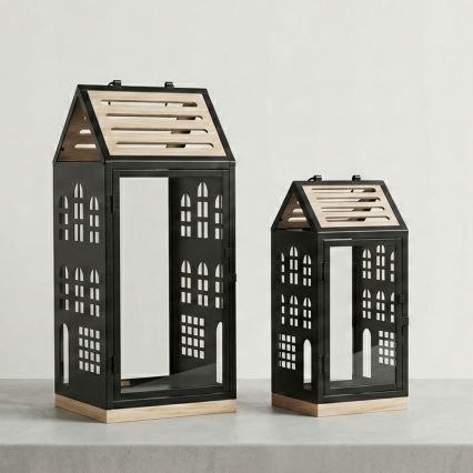 Dekorativ lykta HOME 47,5 cm svart/beige