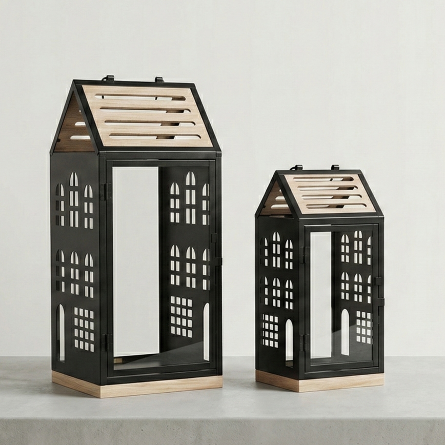 Dekorativ lykta HOME 47,5 cm svart/beige