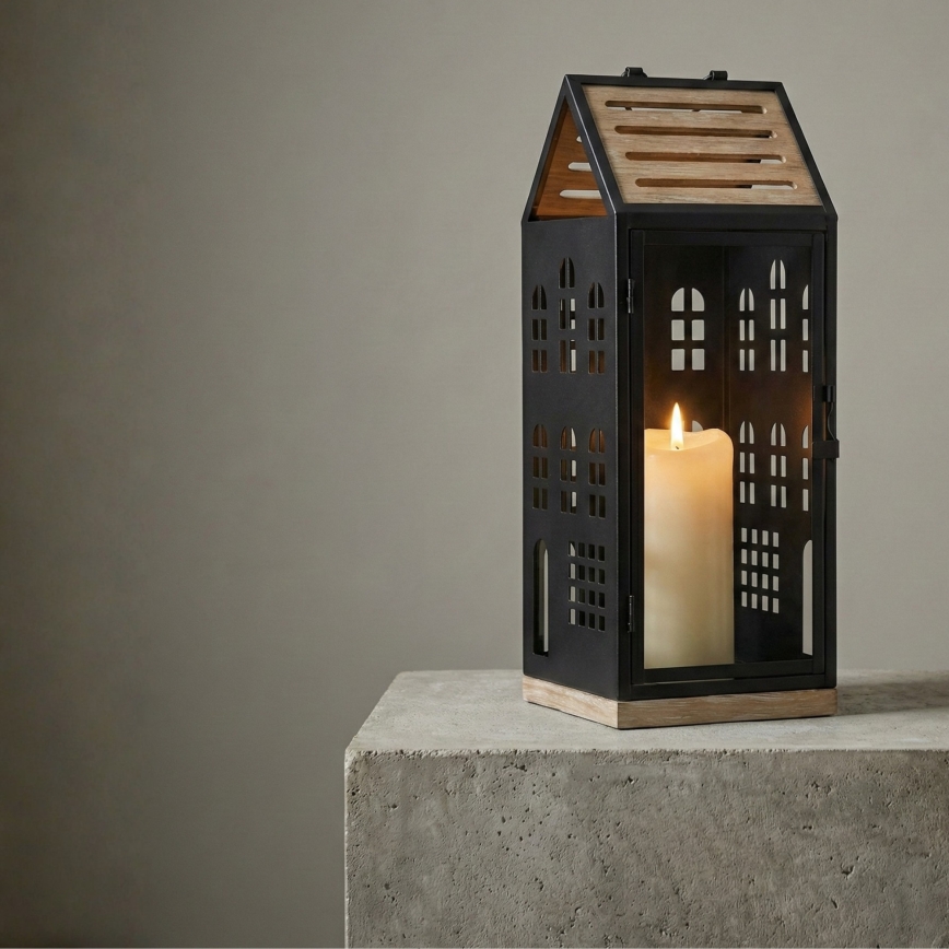Dekorativ lykta HOME 47,5 cm svart/beige
