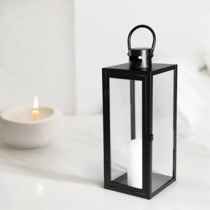 Dekorativ lykta TOWER 38 cm svart