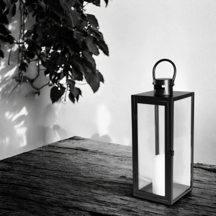Dekorativ lykta TOWER 38 cm svart