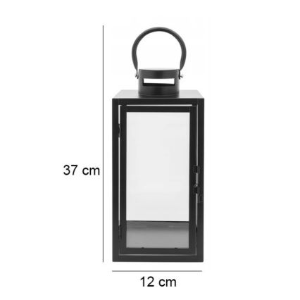 Dekorativ lykta TOWER 38 cm svart