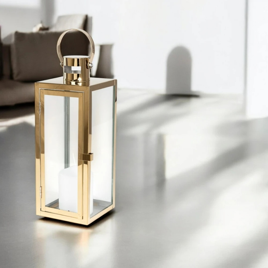 Dekorativ lykta TOWER 63 cm guldfärgad
