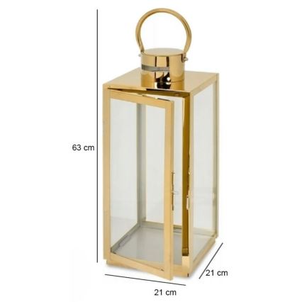 Dekorativ lykta TOWER 63 cm guldfärgad