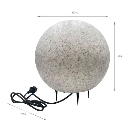 Dekorativ utomhusarmatur LUMISTONE 1xE27/15W/230V IP65 Ø 38 cm